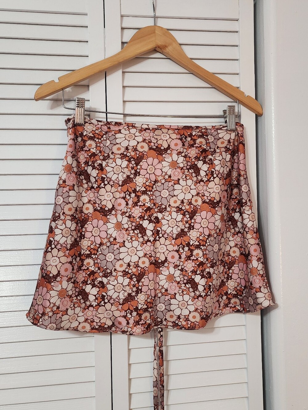 Cotton Candy LA- Pink & Brown Floral A-Line Skirt - Picture 5 of 15
